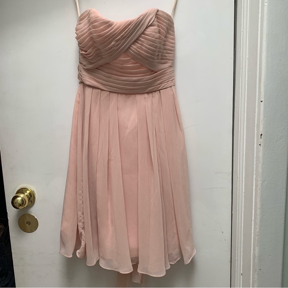 Blush Knee-Length Chiffon Bridesmaid Dress - Picture 4 of 4